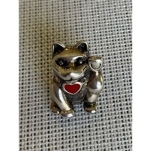Pandora ALE 925 Sterling Silver Lucky Waving Cat Charm Retired